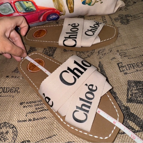 Chloé NWOB! Woody Logo-Print Canvas Slides Size 36 - Picture 10 of 11